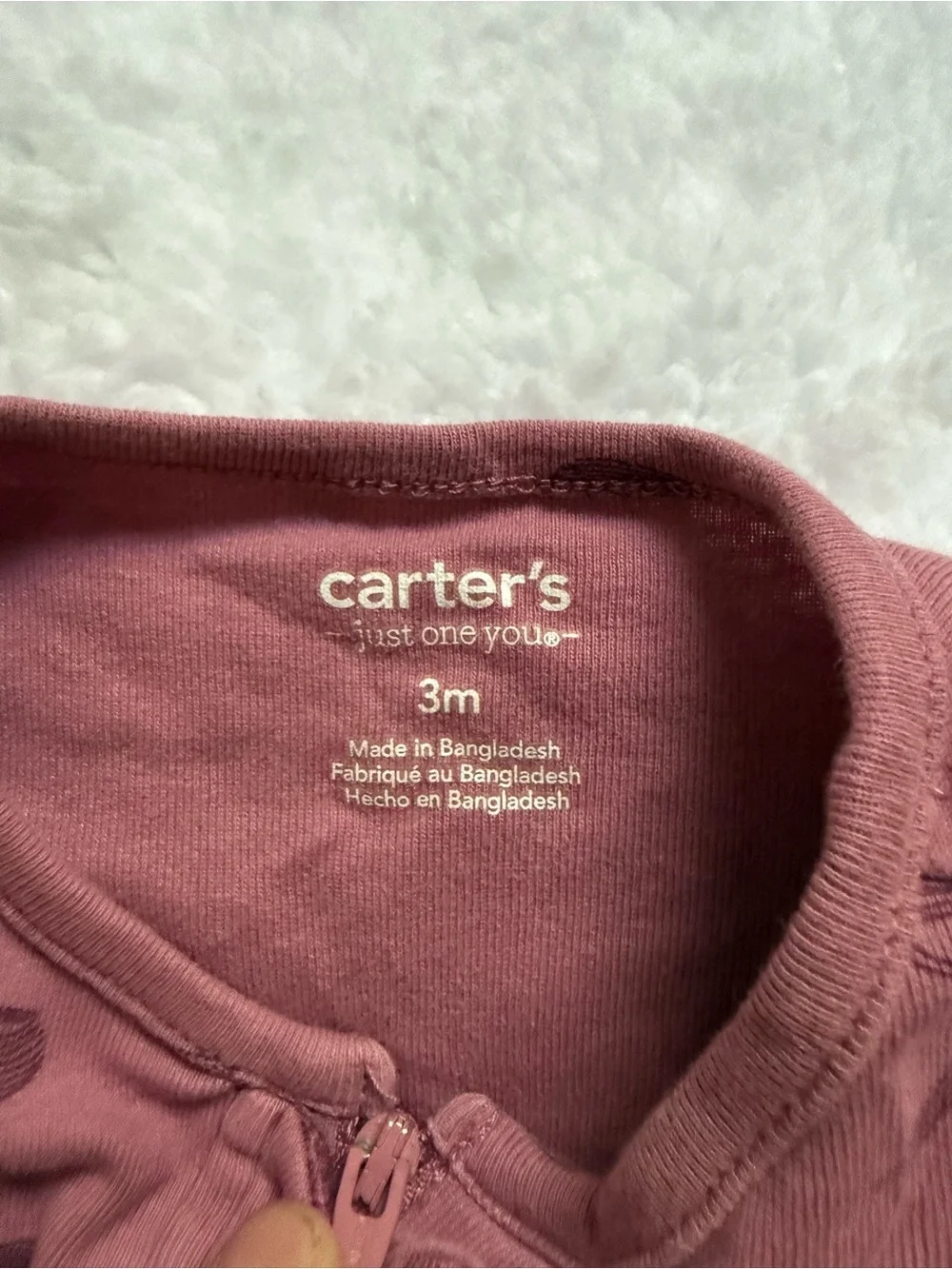 Carter's Rose-Mauve Bow Print Footed One-Piece